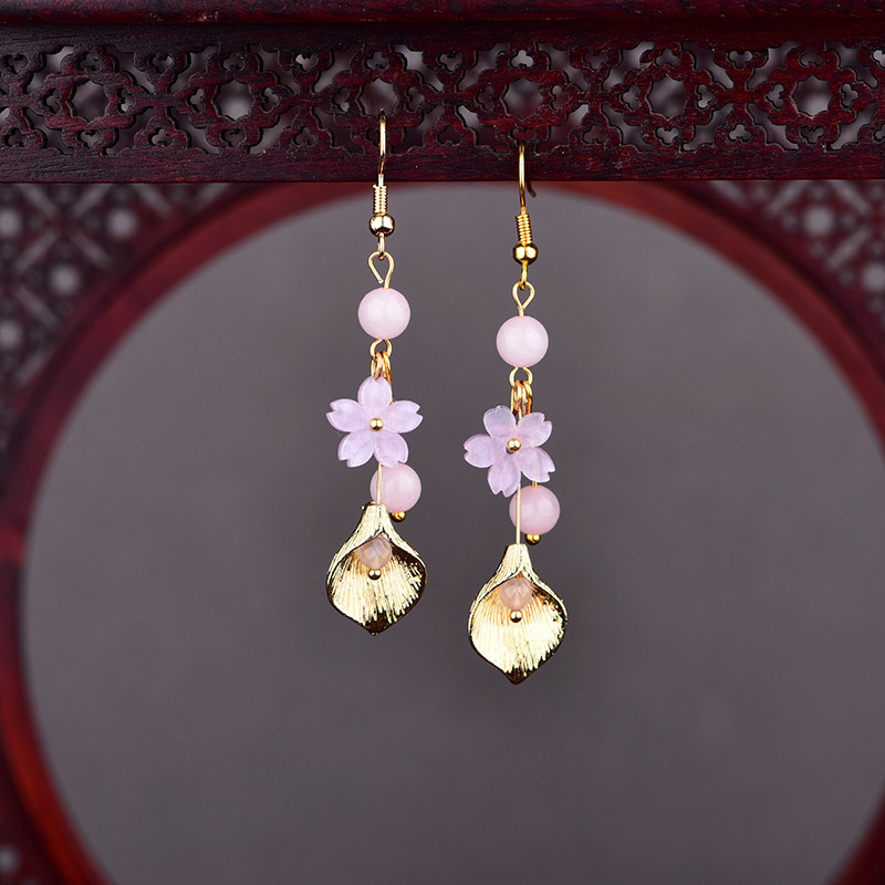 Jewelry Making Jewelry - Orecchini con fiori di giada naturale